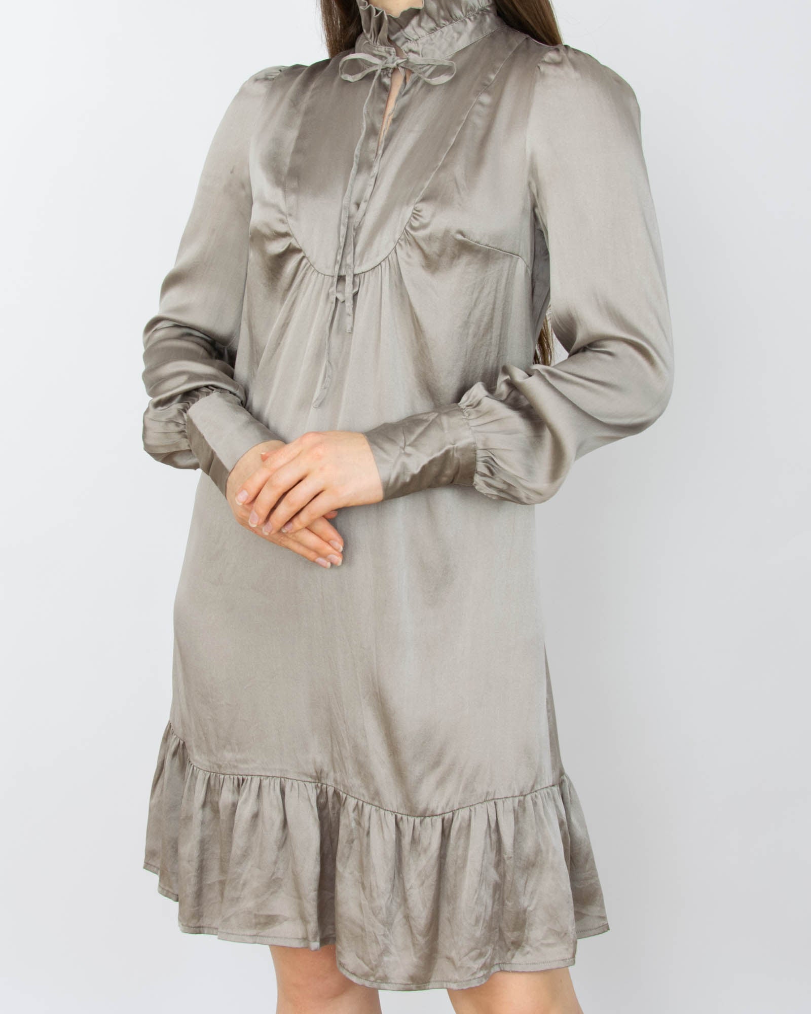 Szara jedwabna sukienka BY GROTH - XS