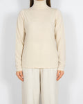 Jasnobeżowy wełniany (merino) sweter z golfem Lindex
