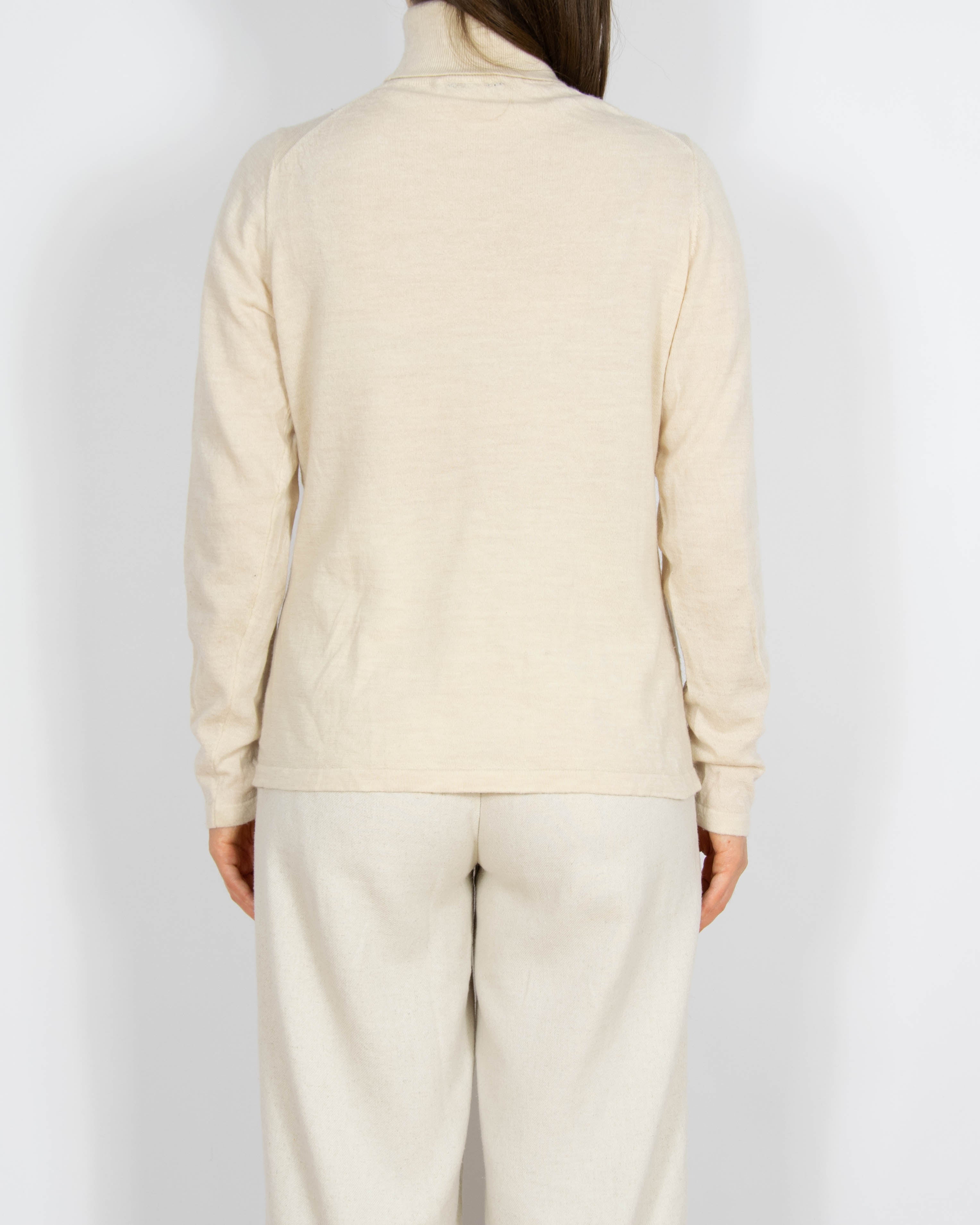 Jasnobeżowy wełniany (merino) sweter z golfem Lindex - L