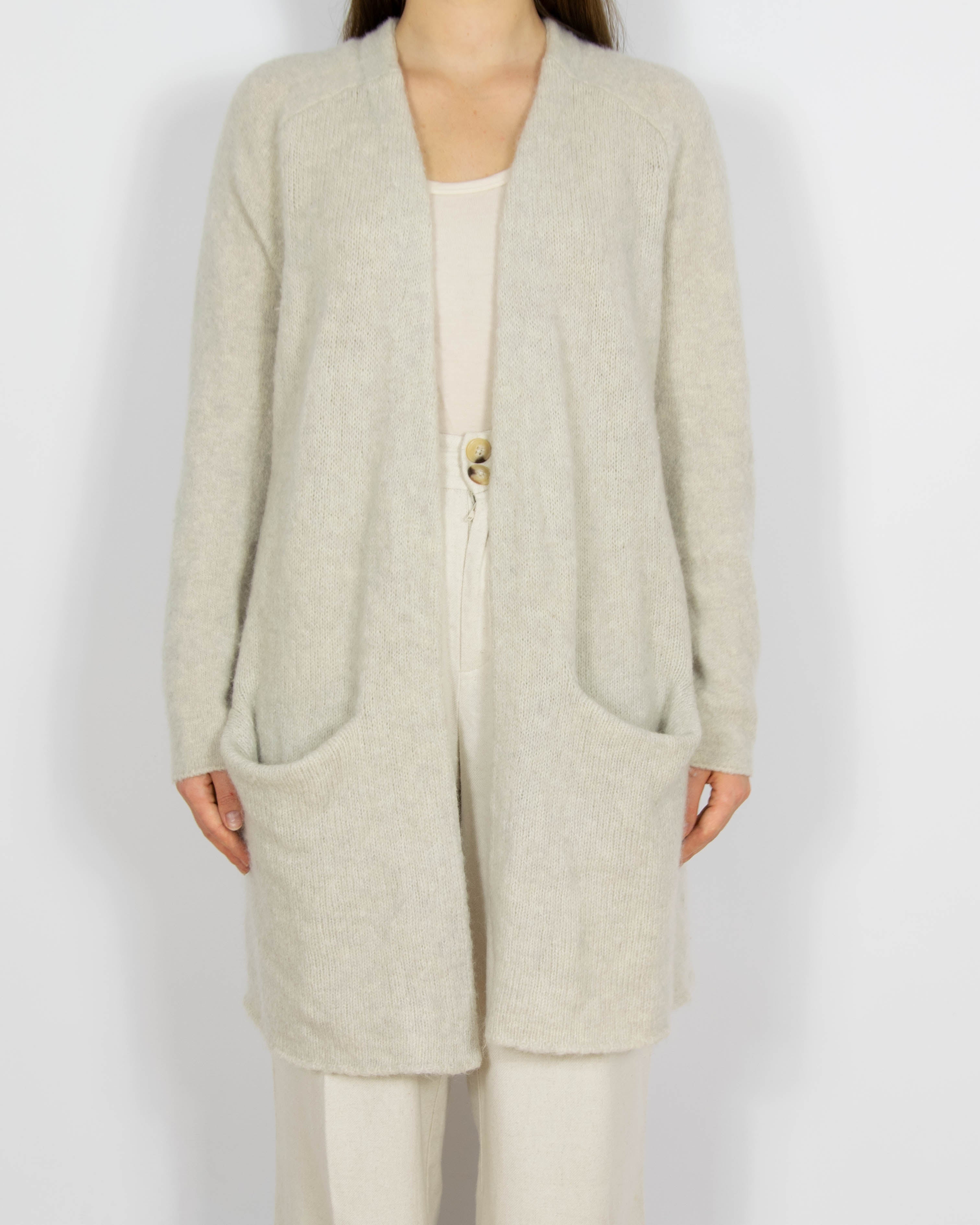 Jasnoszary wełniany (wełna + kid moher) kardigan DAY Birger et Mikkelsen