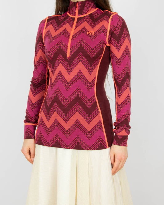 Bordowo różowa (merino) bluzka termiczna Kari Traa 
