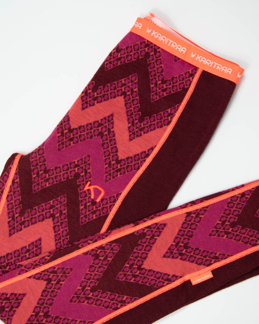 Bordowo różowe (merino) legginsy termiczne Kari Traa