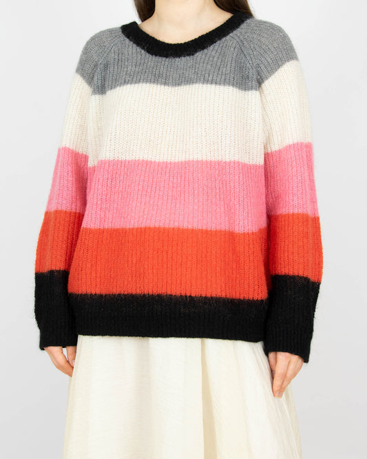 Kolorowy (wełna + moher) sweter w paski RUE DE FEMME
