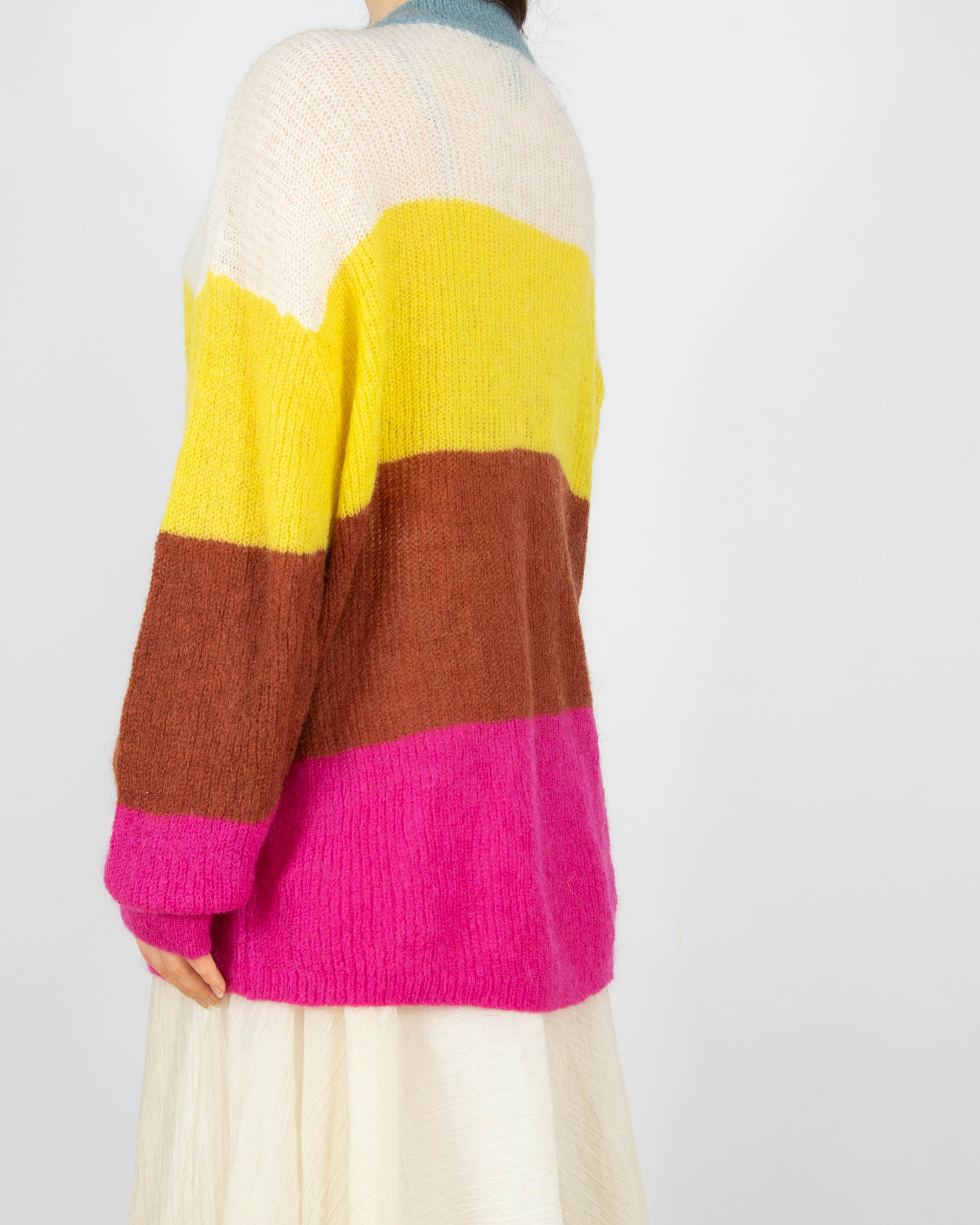 Kolorowy (moher + wełna) sweter w paski Lindex - M