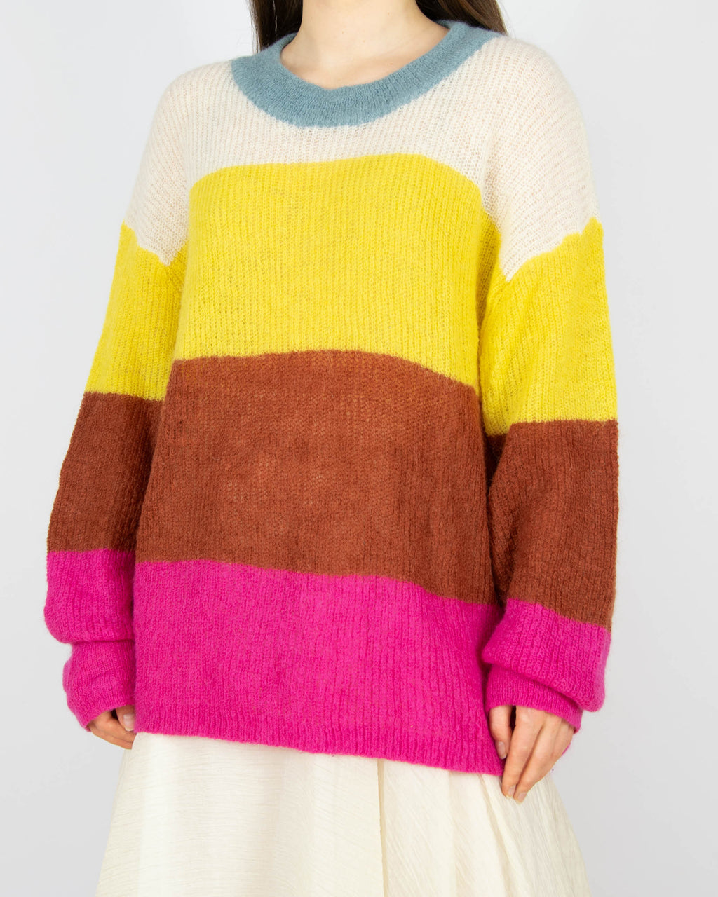 Kolorowy (moher + wełna) sweter w paski Lindex