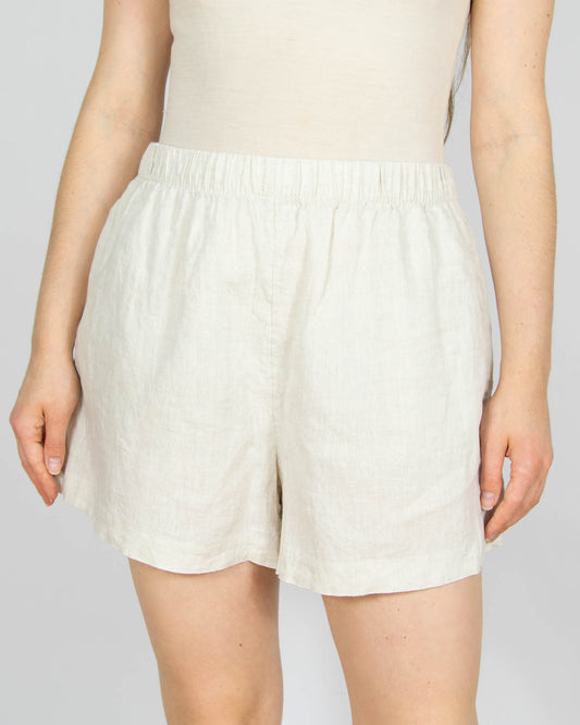 Kremowe lniane szorty H&M