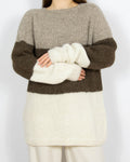 Kremowo brązowy wełniany (alpaka) sweter Handmade
