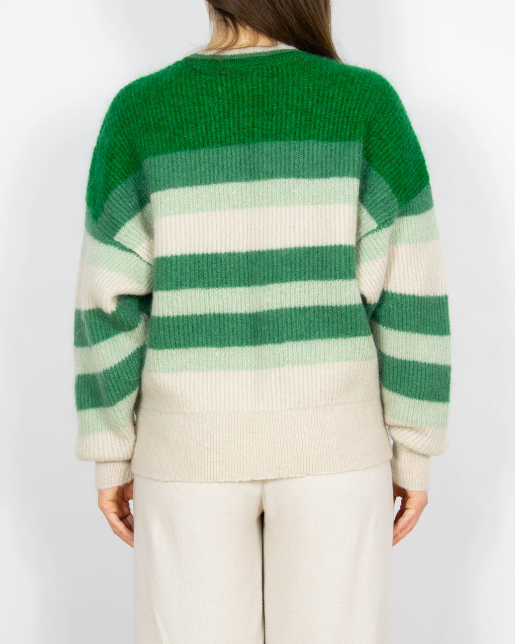 Kremowo zielony wełniany (wełna + moher) sweter CO'COUTURE - M