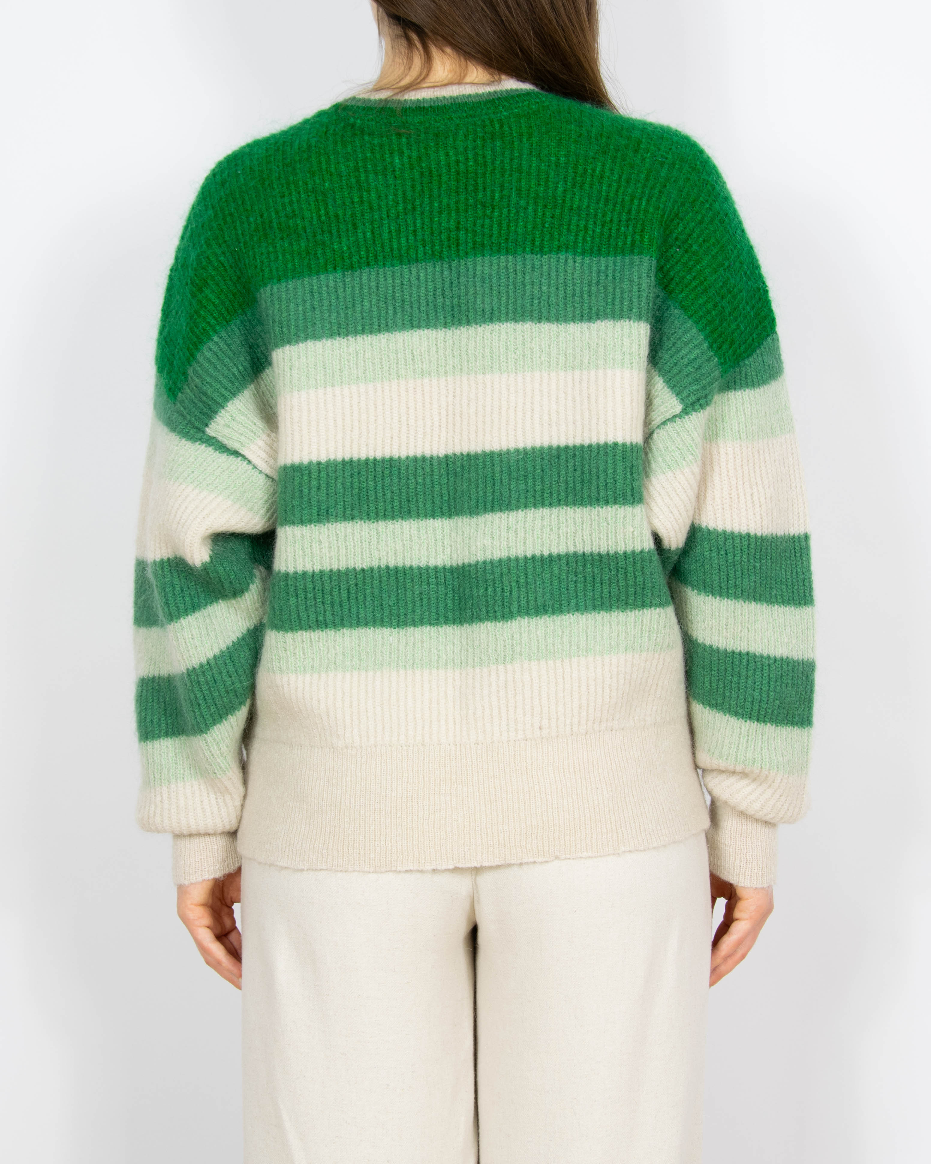 Kremowo zielony wełniany (wełna + moher) sweter CO'COUTURE - M