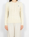 Kremowy bawełniany (pima) sweter cable knit Ralph Lauren - XS/S