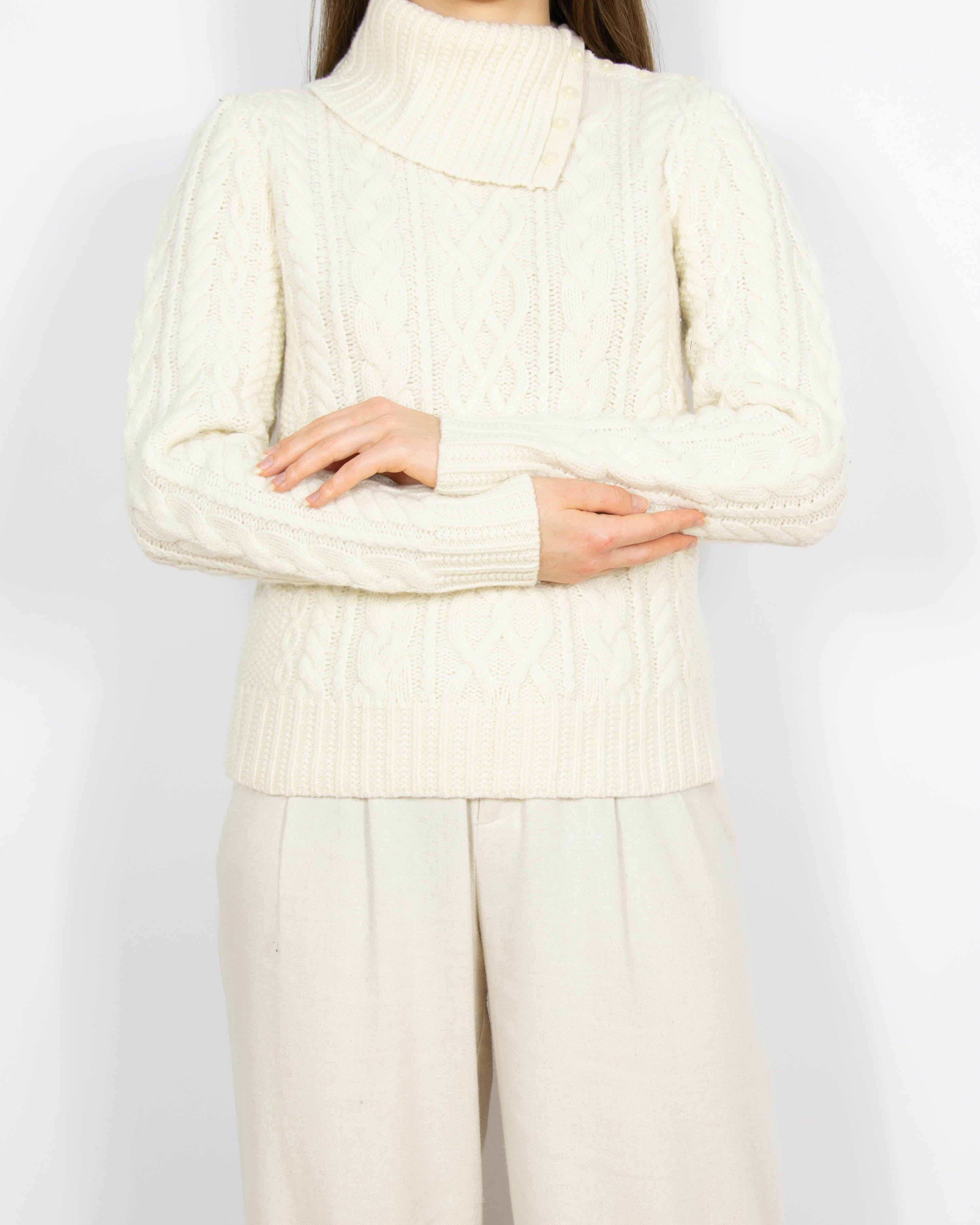 Kremowy wełniany sweter z kaszmirem Ralph Lauren - XS/S