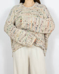 Beżowy wełniany (alpaka) sweter Handmade - M