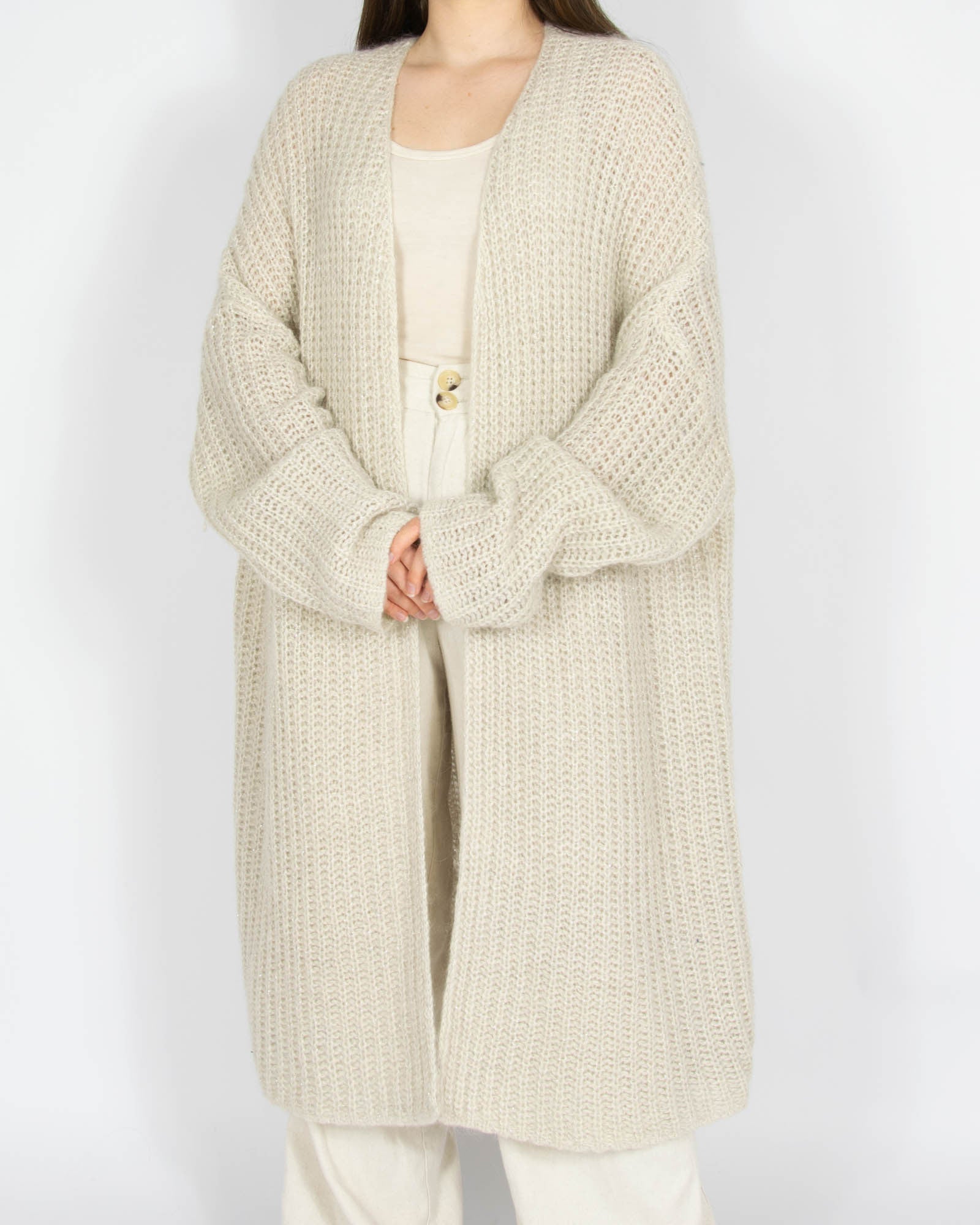 Kremowy (wełna + moher + angora) kardigan CUSTOMMADE