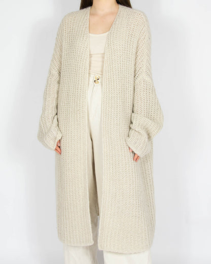 Kremowy (wełna + moher + angora) kardigan CUSTOMMADE - M