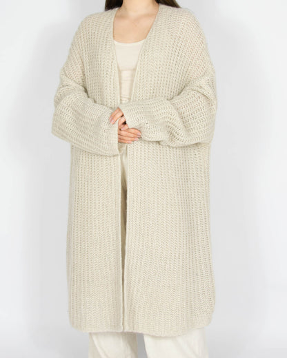 Kremowy (wełna + moher + angora) kardigan CUSTOMMADE - M