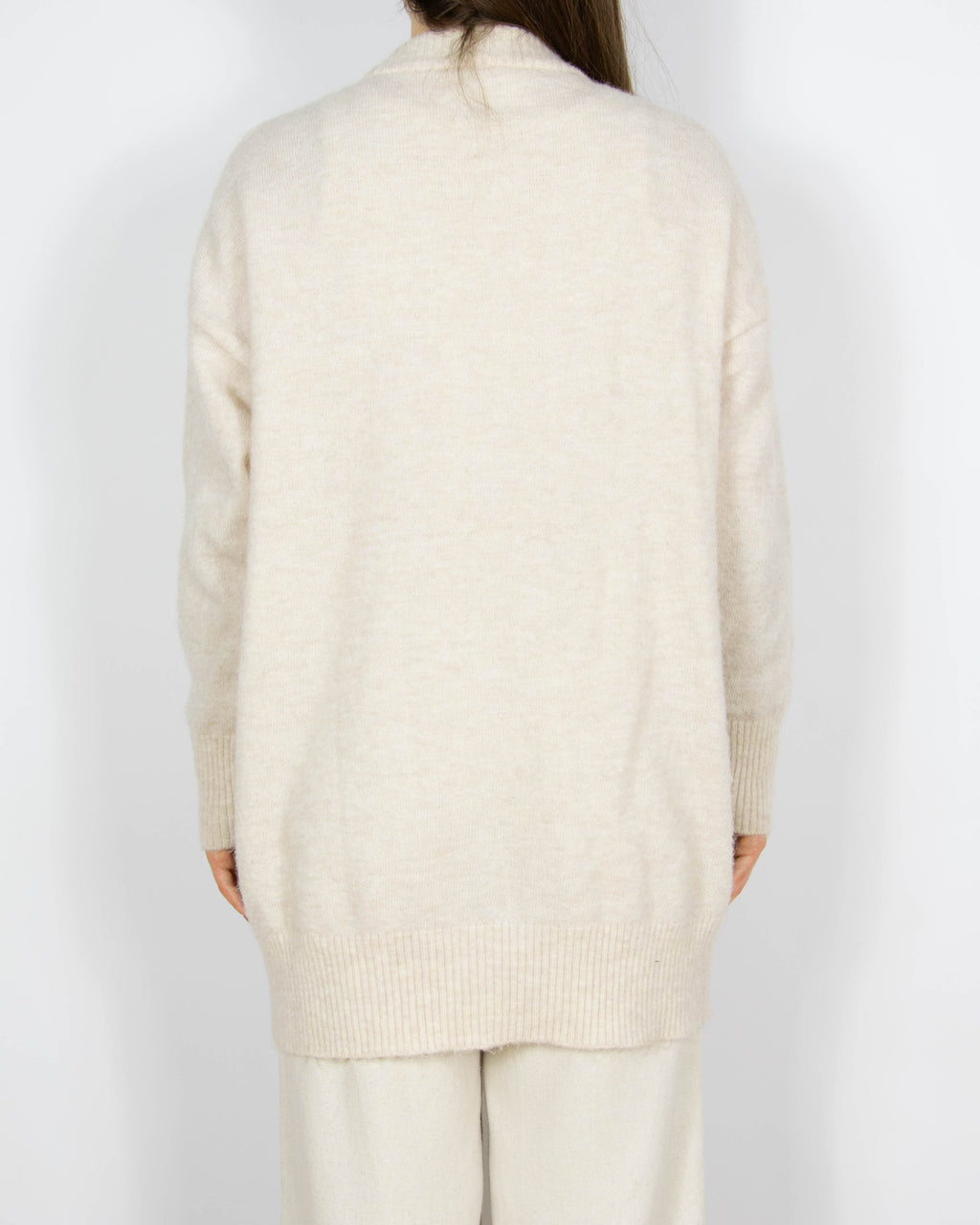 Kremowy wełniany (merino) długi kardigan Selected Femme - L
