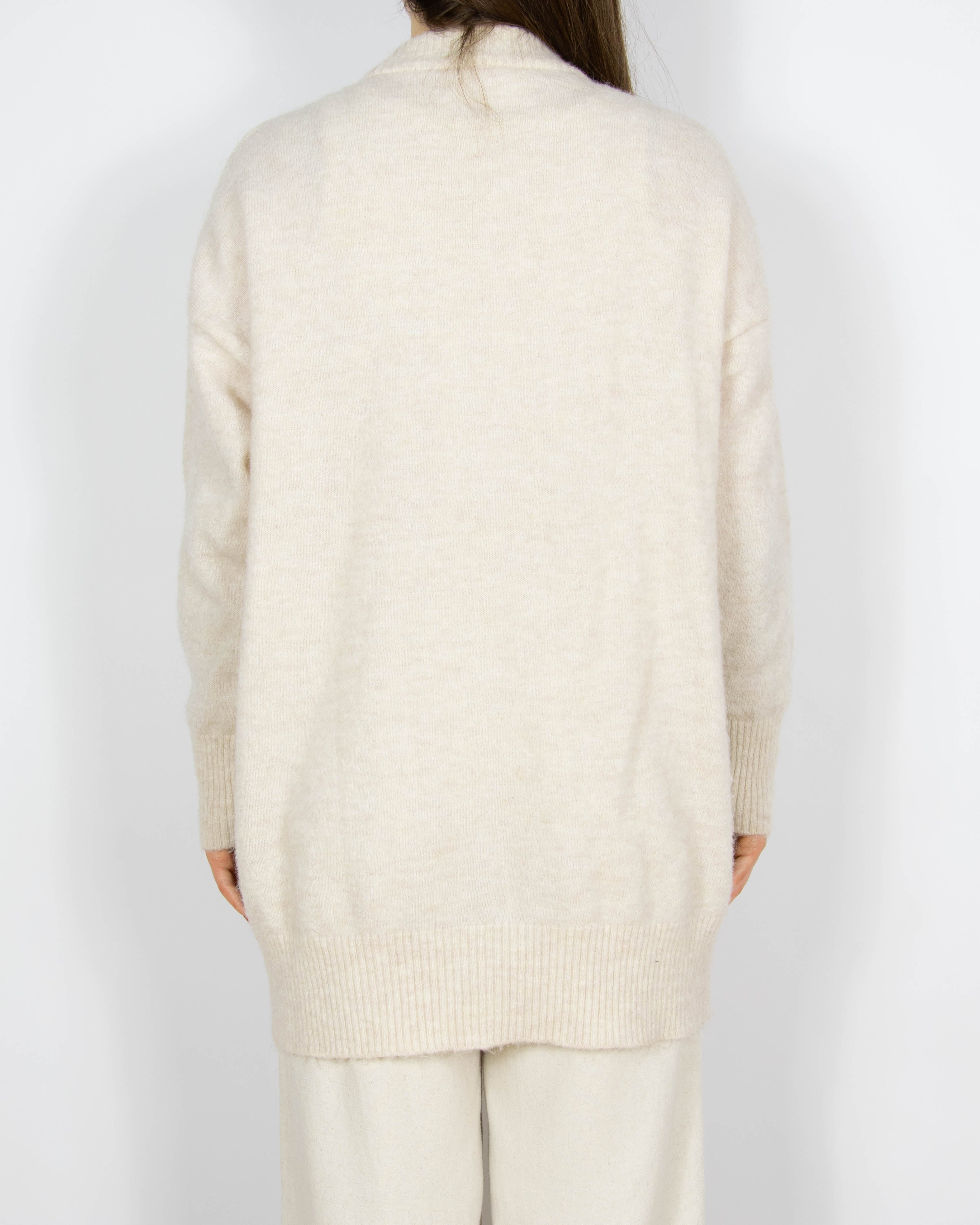 Kremowy wełniany (merino) długi kardigan Selected Femme - L