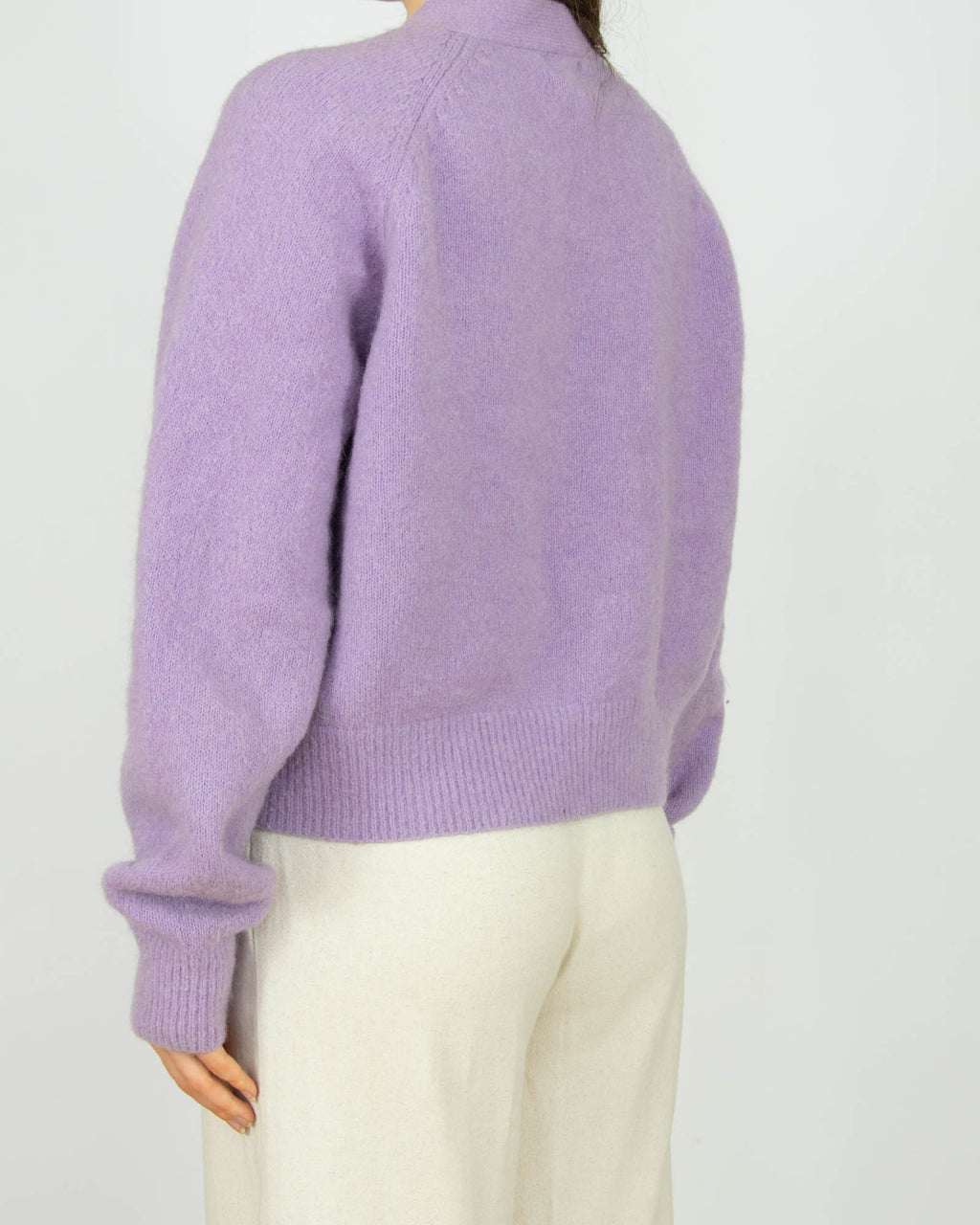 Lawendowy (moher + wełna) kardigan H&M Premium - XL