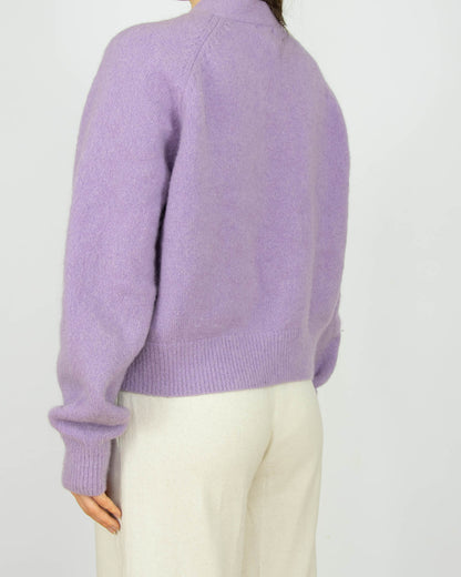 Lawendowy (moher + wełna) kardigan H&M Premium - XL