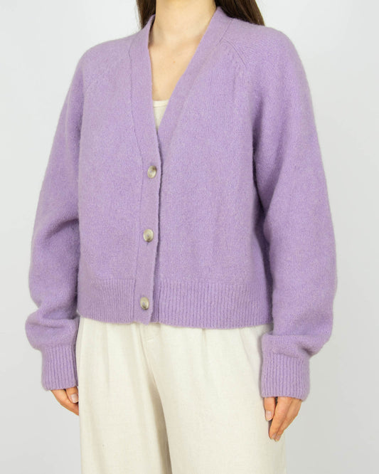 Lawendowy (moher + wełna) kardigan H&M Premium 