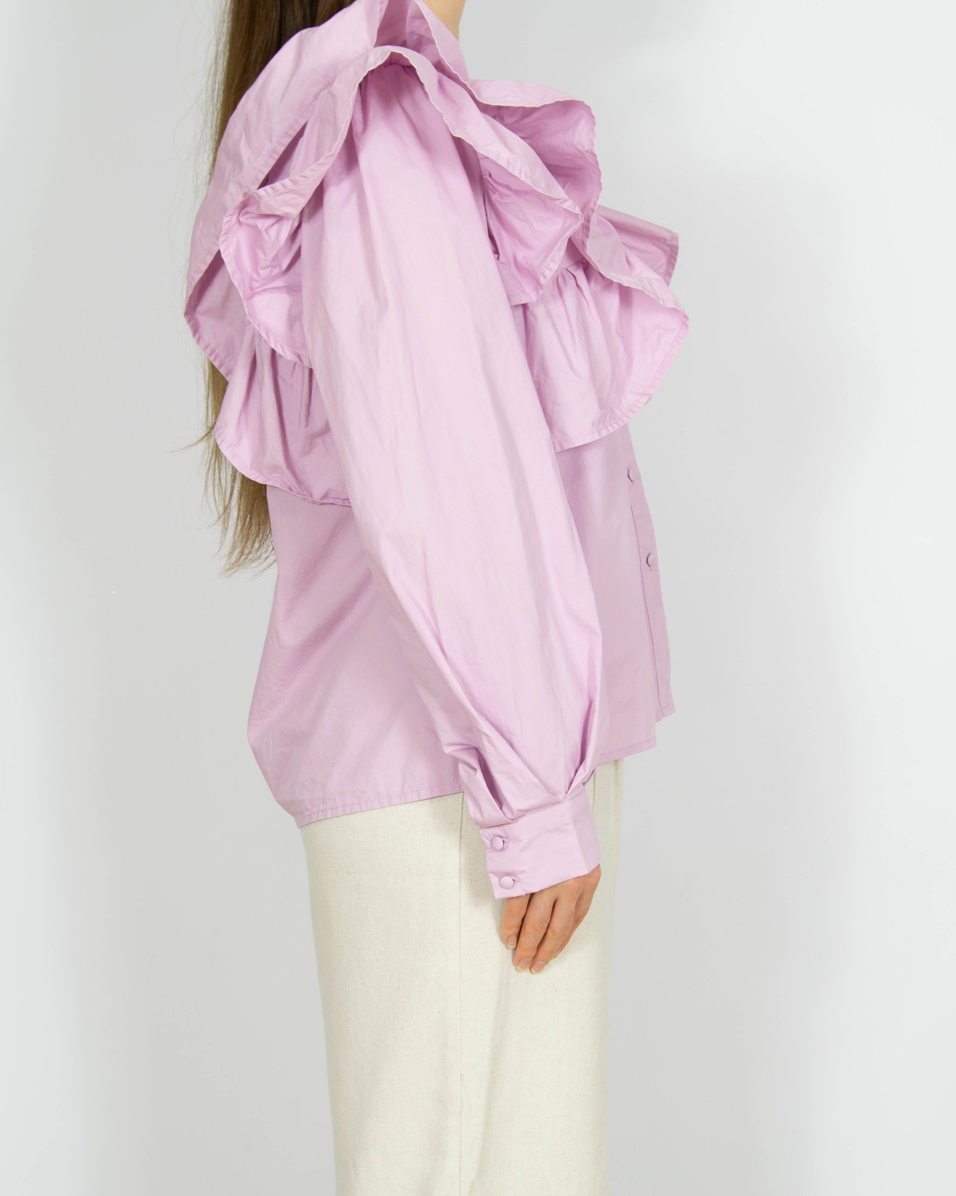 Różowa bawełniana koszula z falbanami Object - L