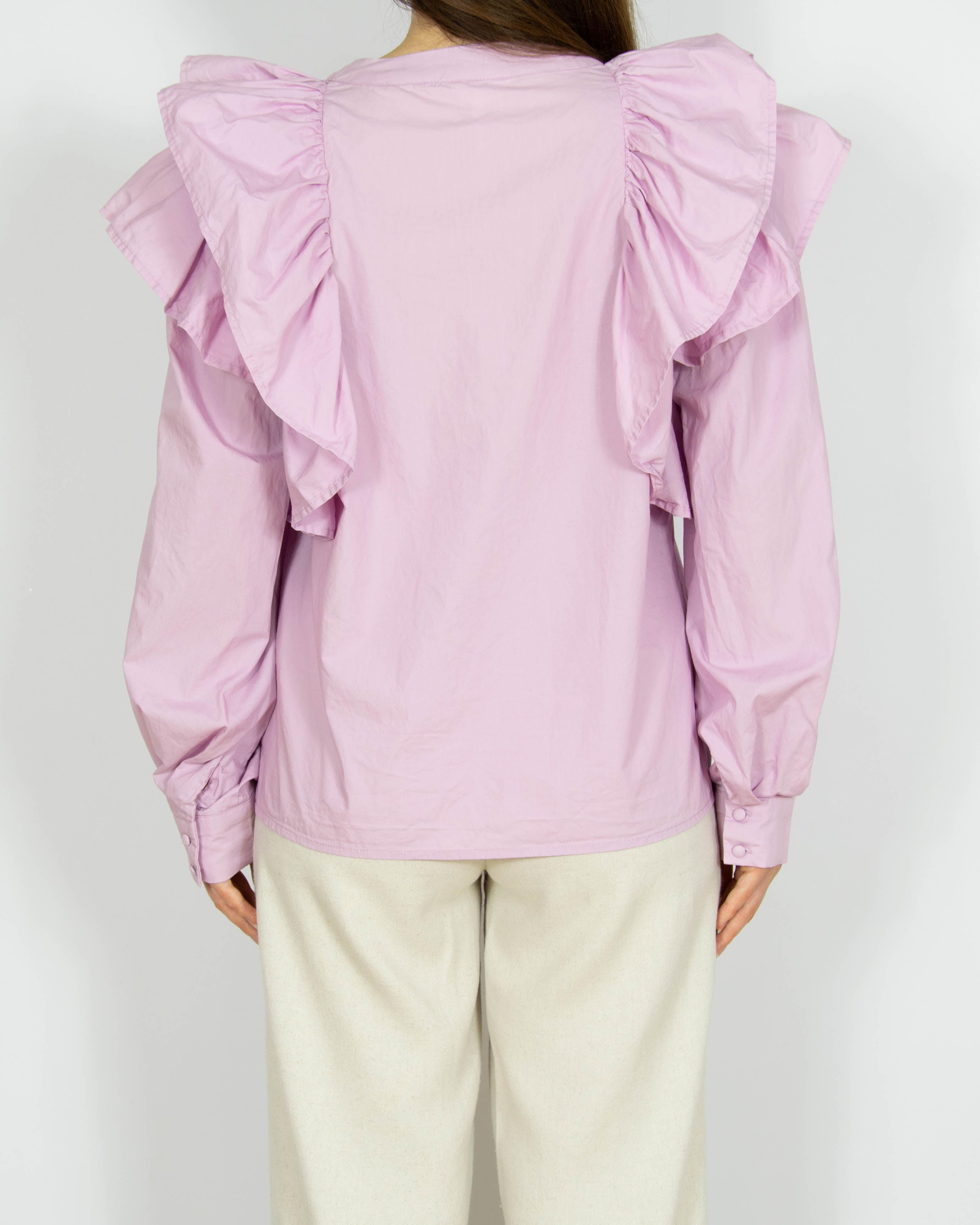 Różowa bawełniana koszula z falbanami Object - L