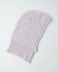 Liliowo biała wełniana balaclava kapturek Handmade
