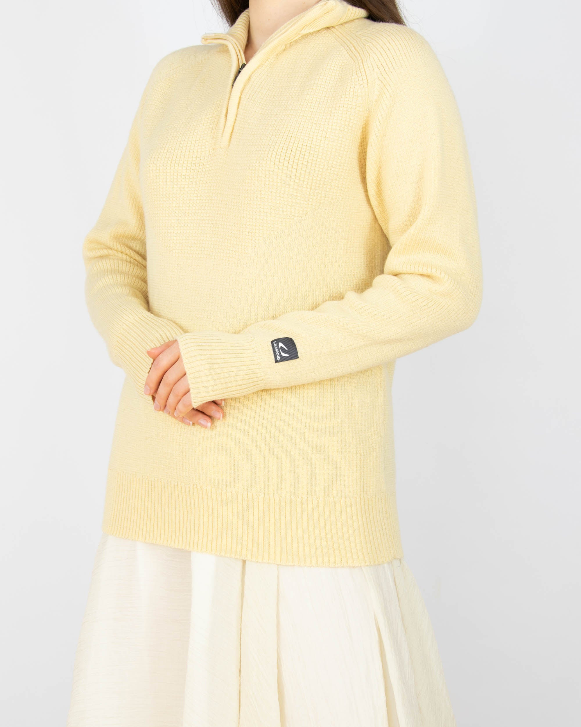 Masełkowy (wełna + lyocell) sweter ULVANG - S