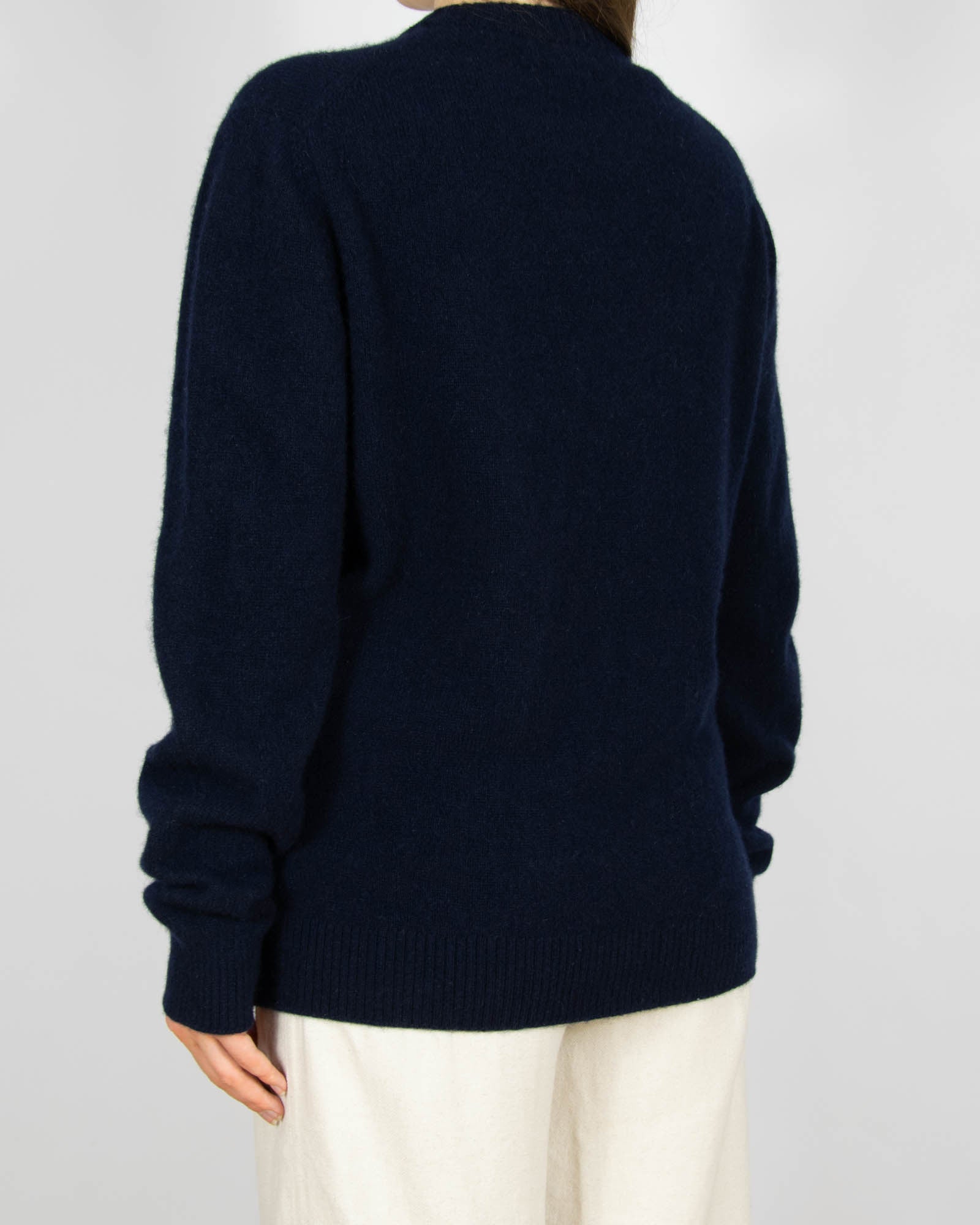 Granatowy wełniany sweter z kaszmirem Massimo Dutti - M