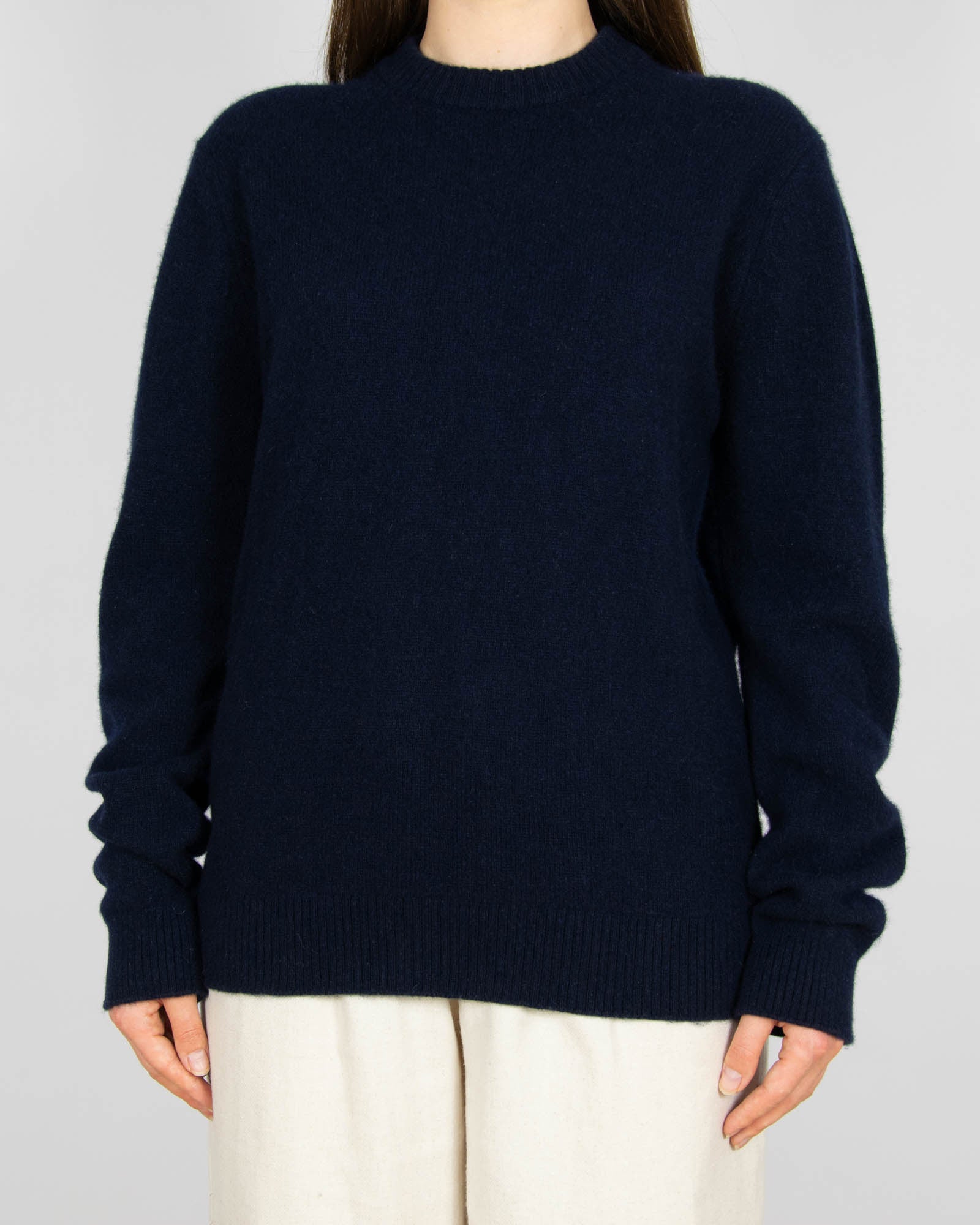 Granatowy wełniany sweter z kaszmirem Massimo Dutti