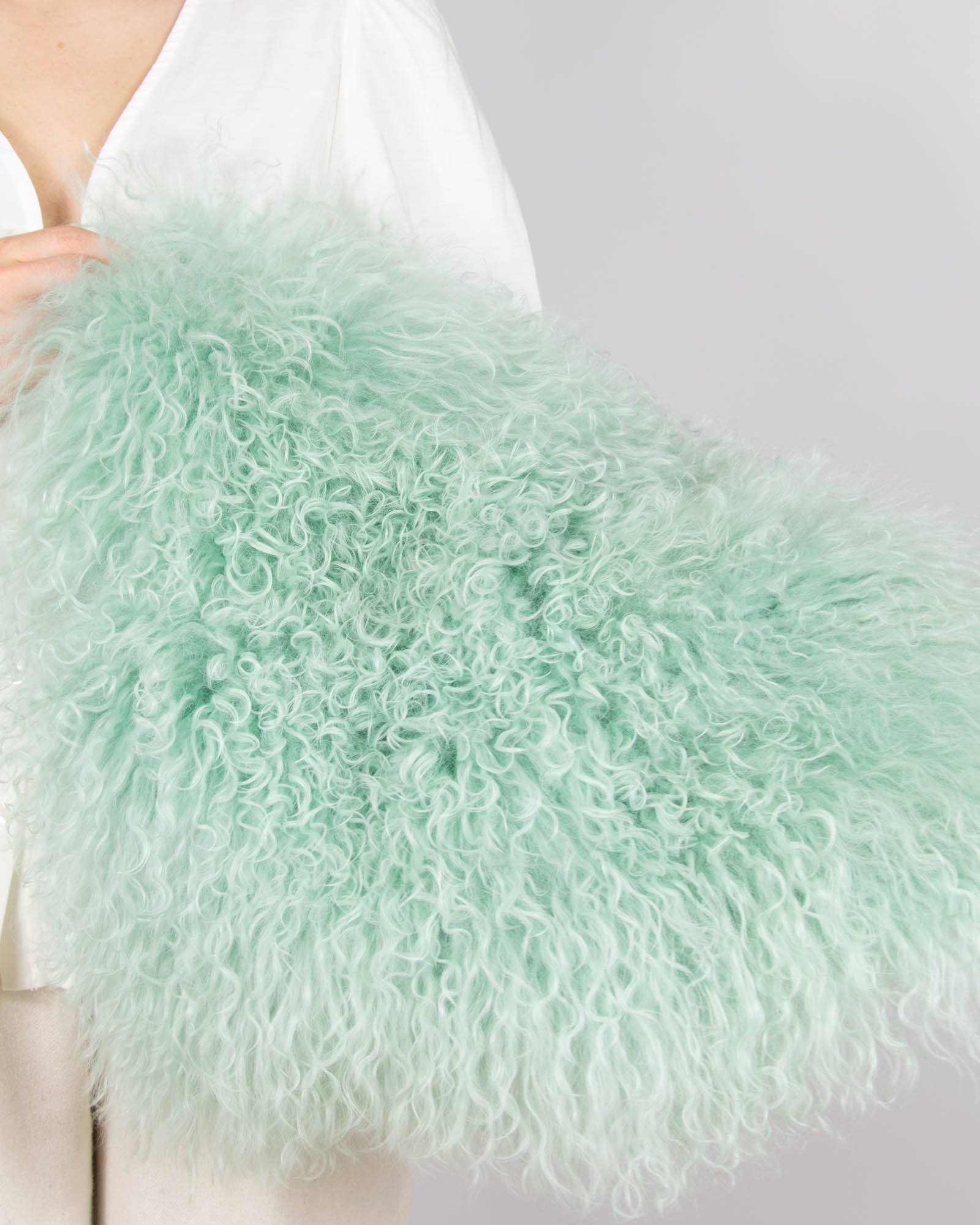 Miętowa wełniana poszewka na poduszkę