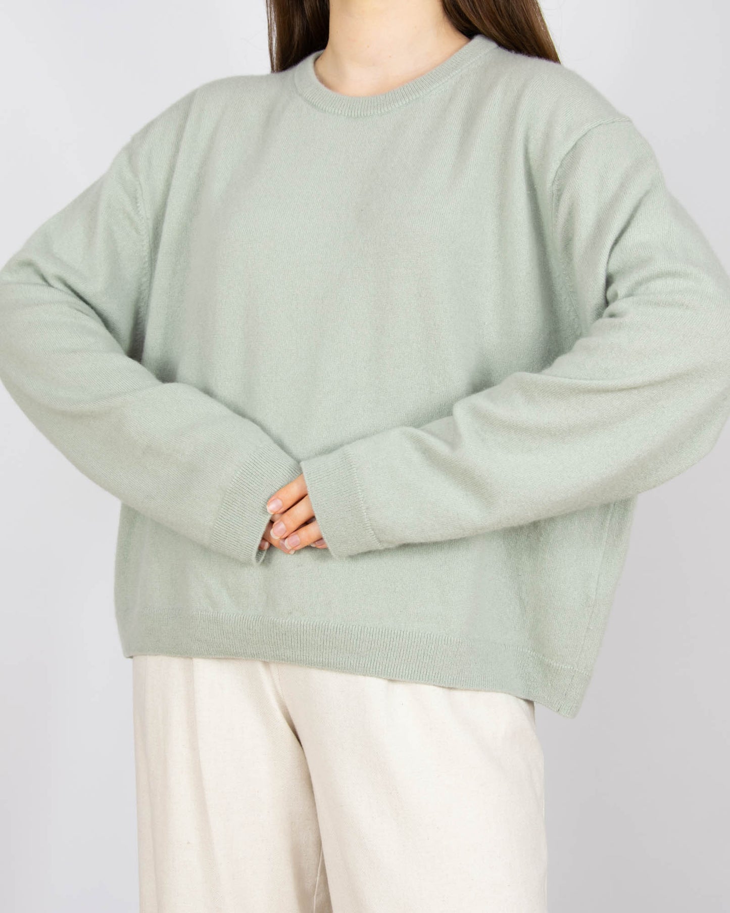 Miętowy kaszmirowy sweter oversize H&M - M