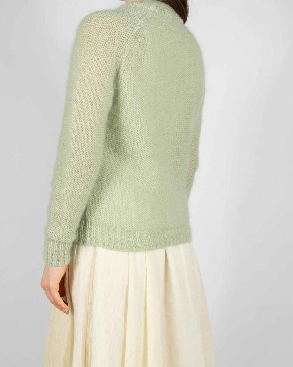 Miętowy (kid moher + wełna) sweter Arnie Says - XS