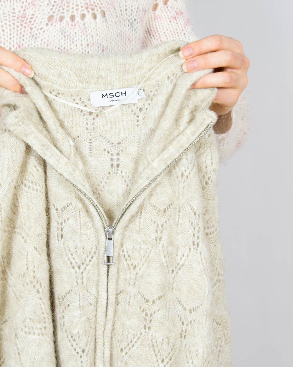 Beżowa ażurowa bluza z wełną i alpaką MSCH Copenhagen - L/XL
