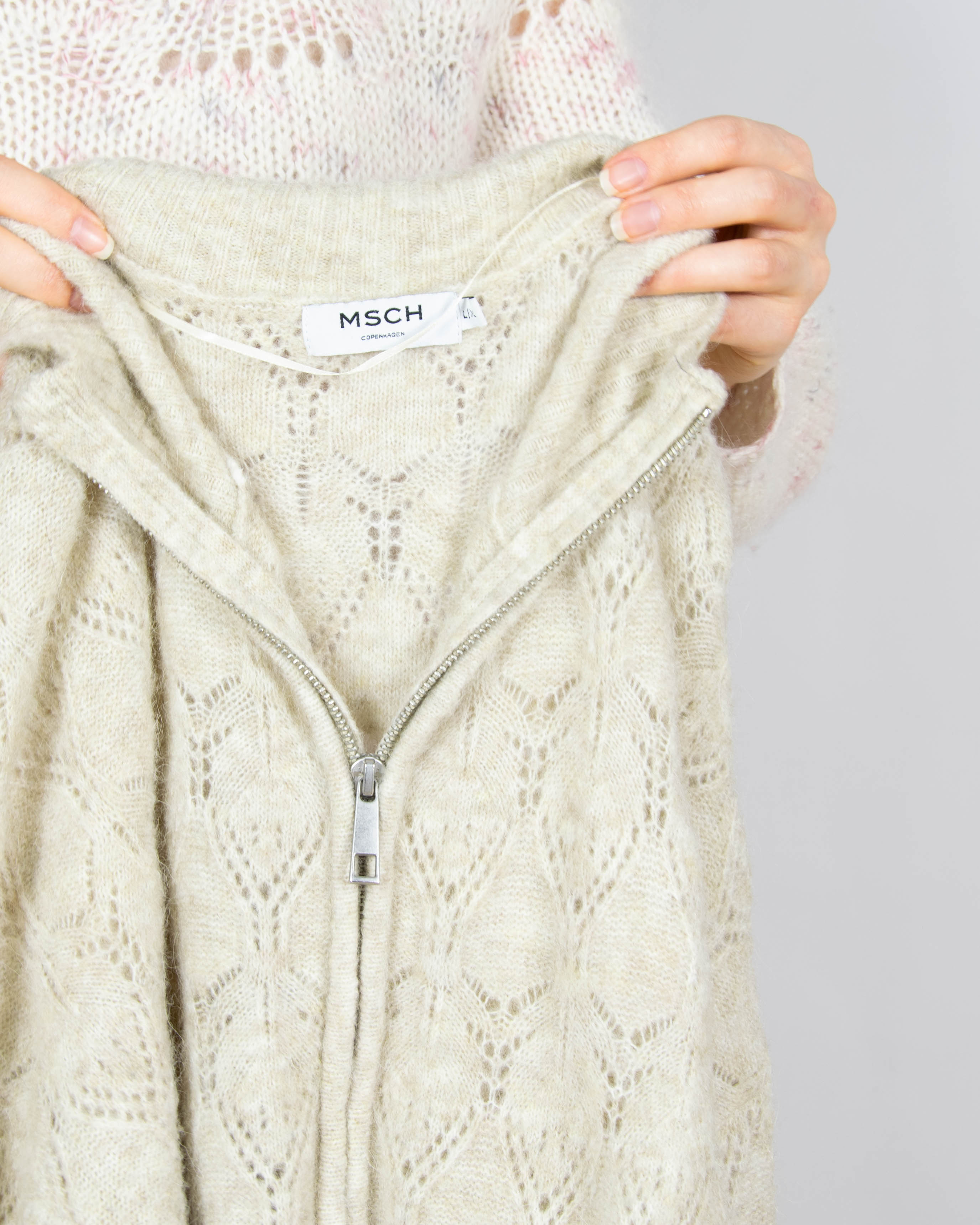 Beżowa ażurowa bluza z wełną i alpaką MSCH Copenhagen - L/XL