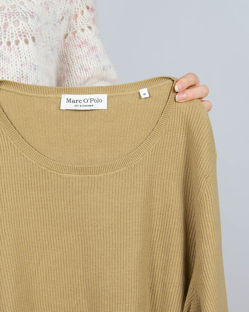 Jasnobrązowy bawełniany (organic) sweter Marc O'Polo -XL