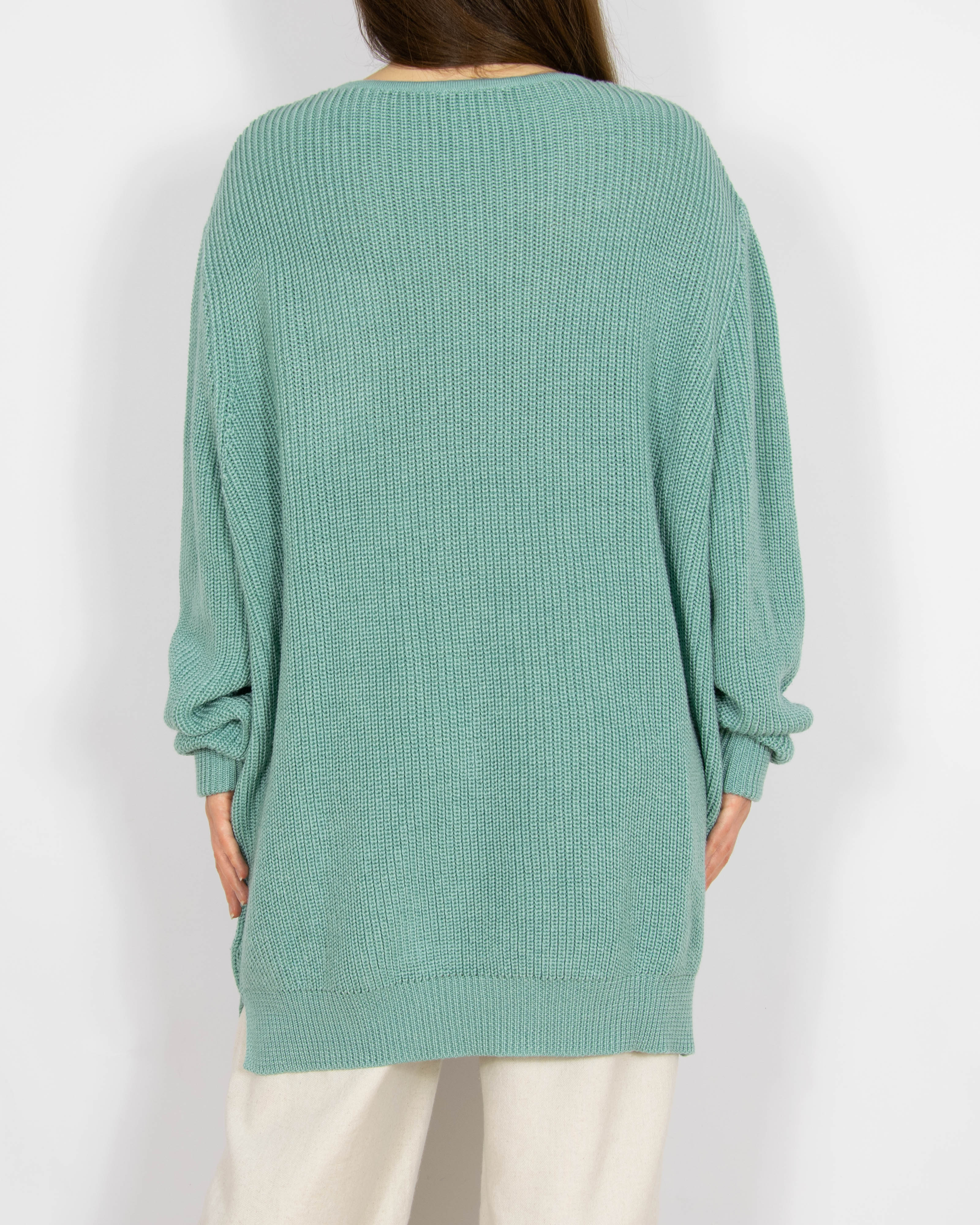 Morski wełniany sweter oversize Delmod - L/XL