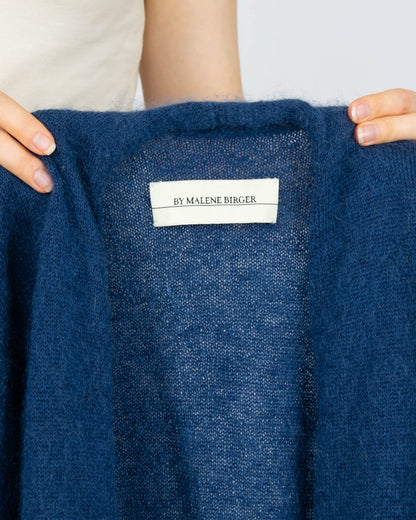 Ciemnoniebieski wełniany (kid moher + merino) kardigan BY MALENE BIRGER - S