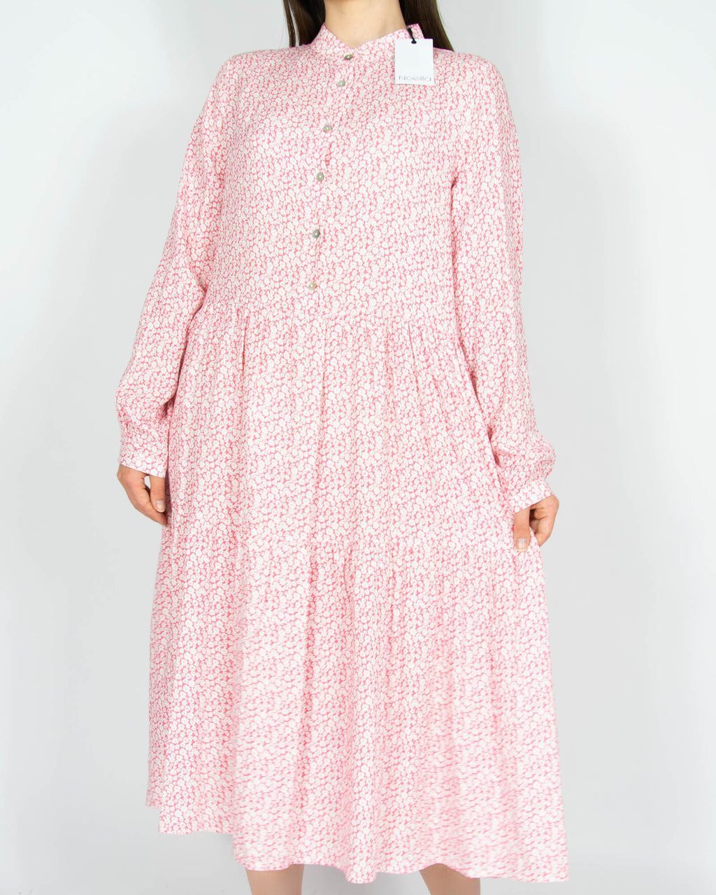 Nowa różowa wiskozowa sukienka w białe kwiaty NOELLA - S