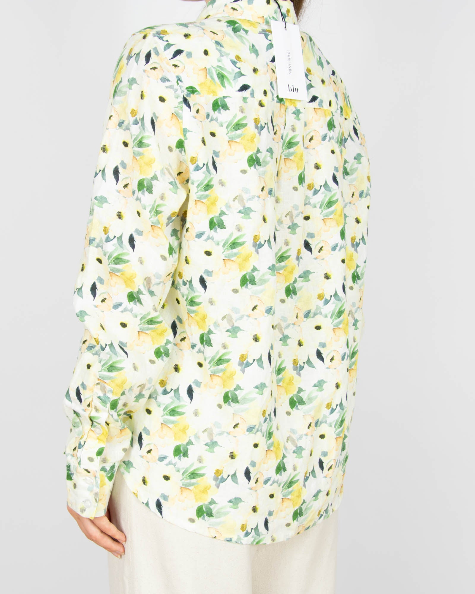 Nowa lniana bluzka w kwiaty Blu - M