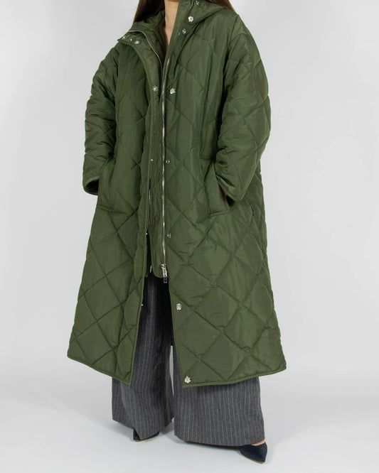 Oliwkowy długi płaszcz STAND STUDIO