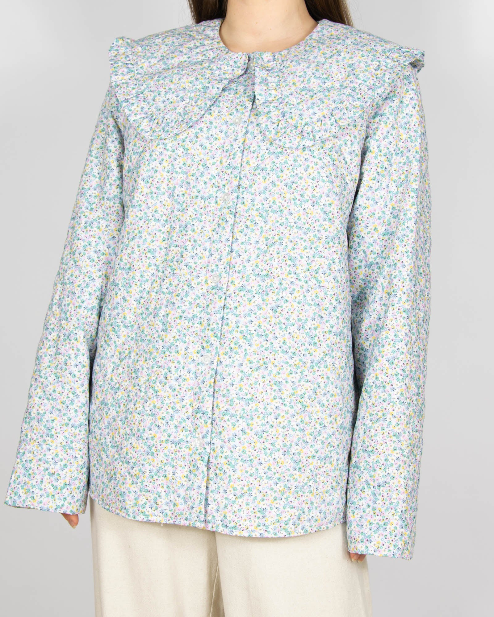 Bawełniana pikowana kurtka w kwiatki H&M - L