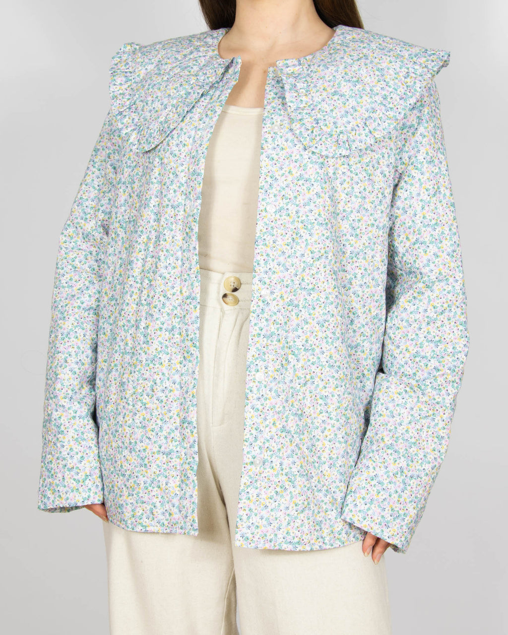 Bawełniana pikowana kurtka w kwiatki H&M