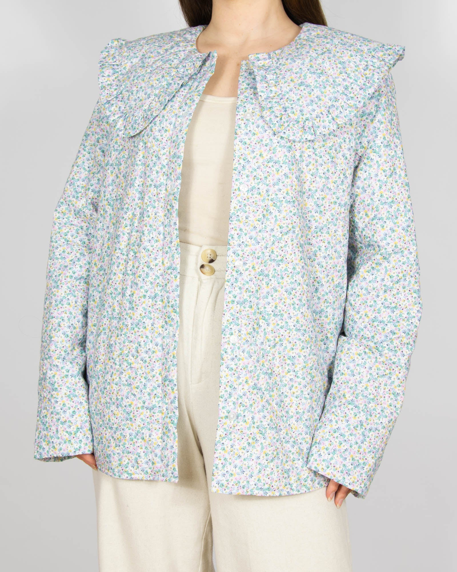 Bawełniana pikowana kurtka w kwiatki H&M