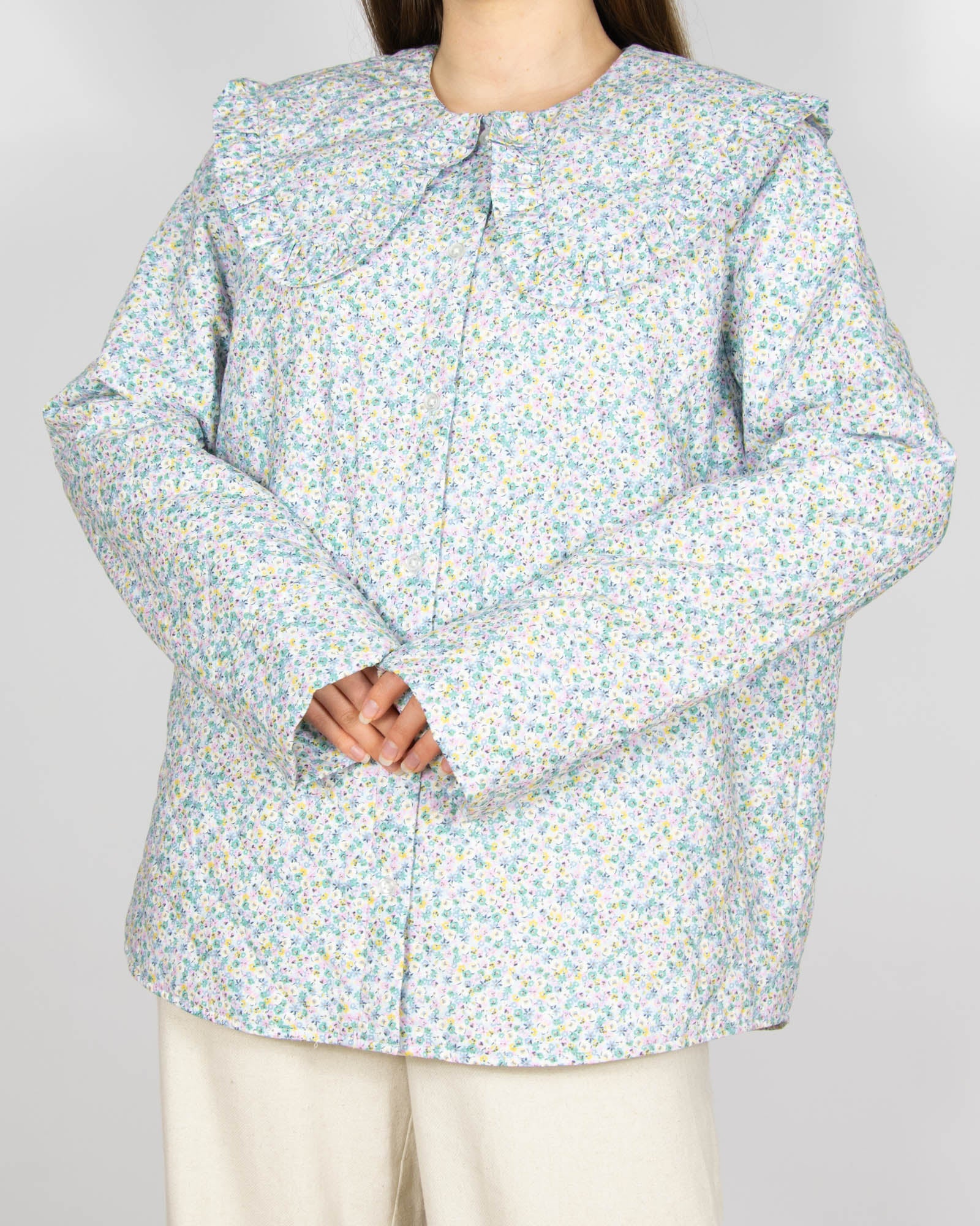 Bawełniana pikowana kurtka w kwiatki H&M - L