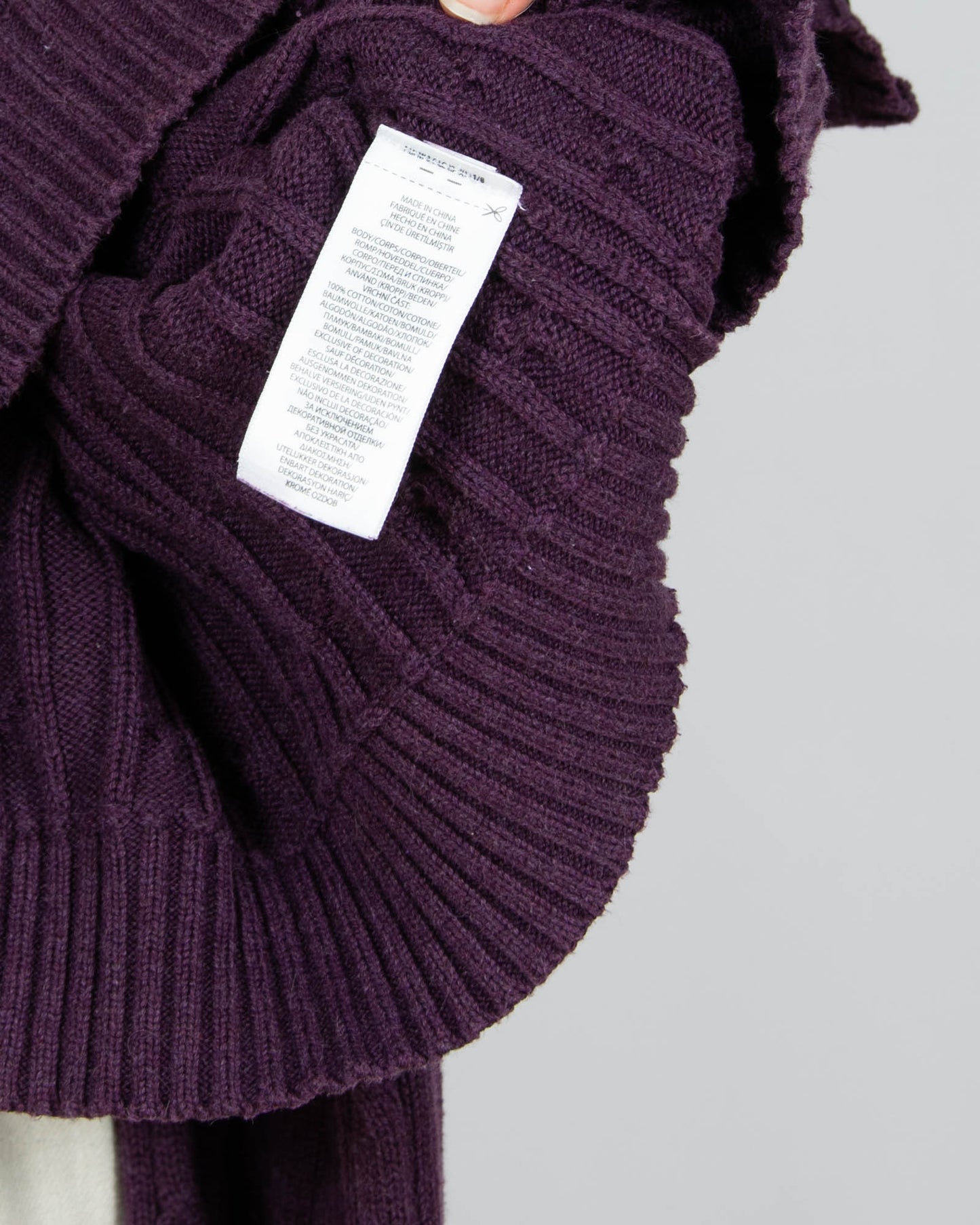 Śliwkowy bawełniany sweter warkoczowy Ralph Lauren - M/L