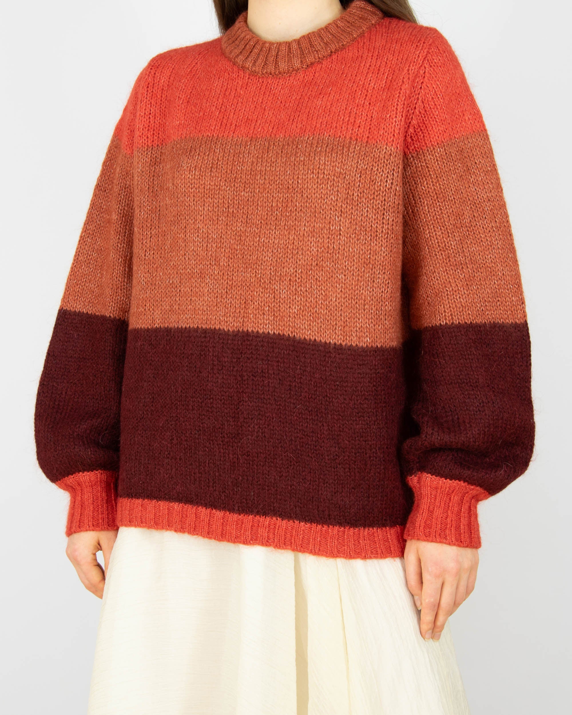 Pomarańczowo bordowy moherowy sweter NOA NOA