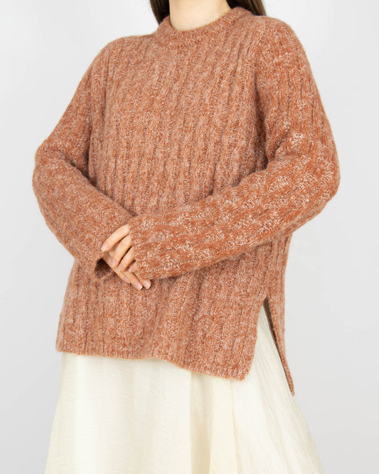 Pomarańczowo brązowy (wełna + alpaka) sweter InWear