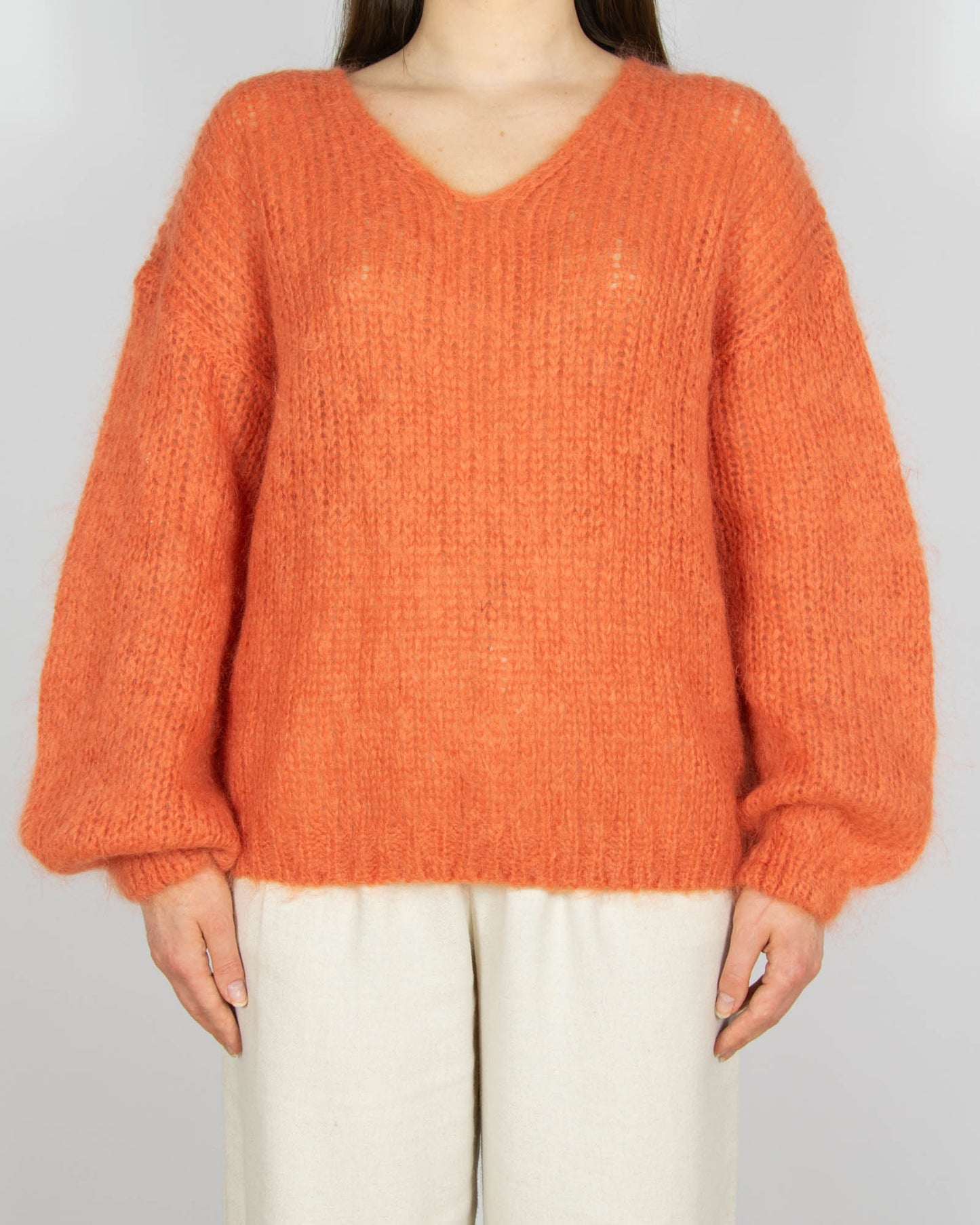 Pomarańczowy moherowy sweter Marie Philippe - M