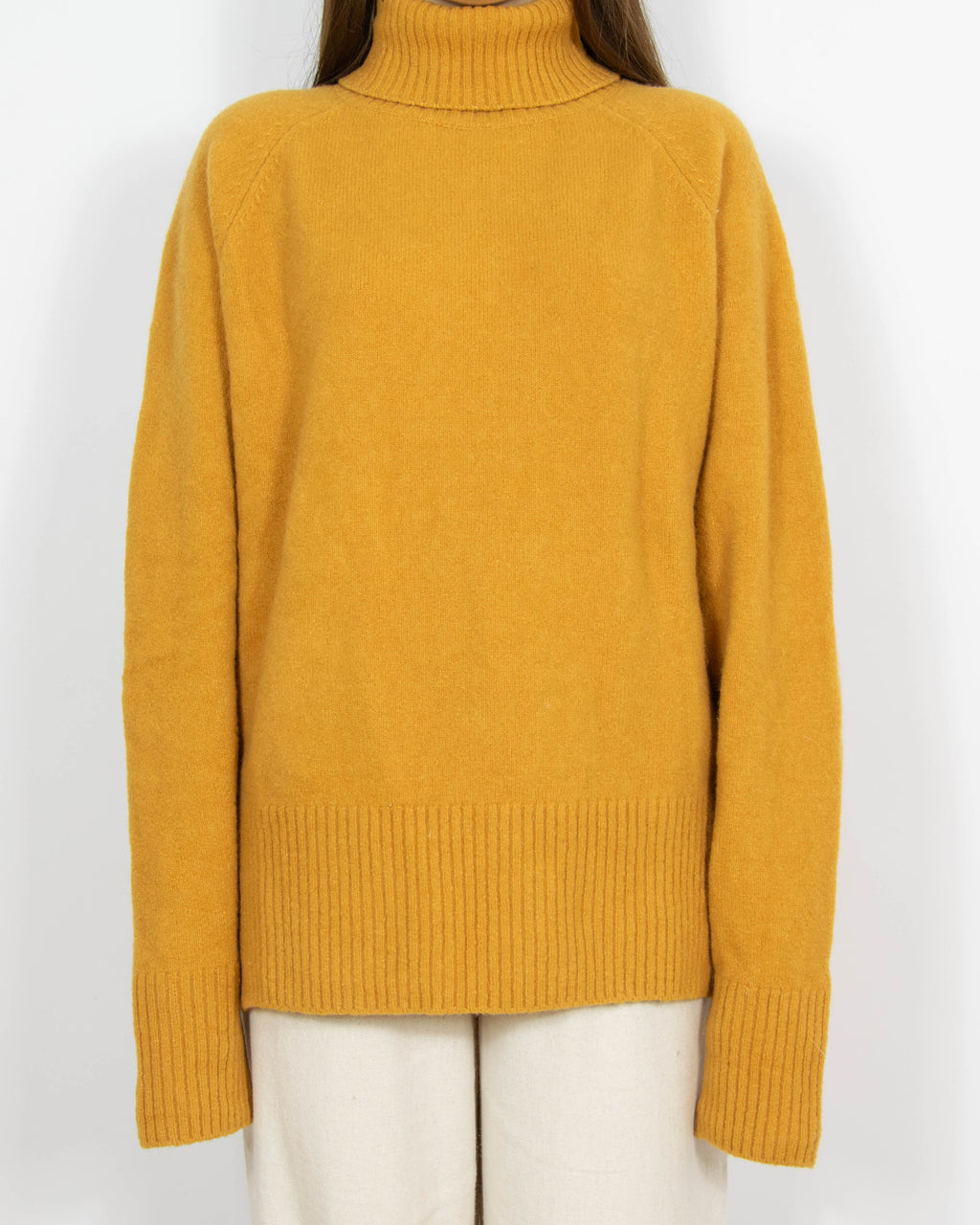 Pomarańczowy wełniany sweter z golfem H&M Premium - S/M